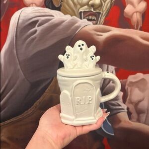 Ghostly RIP Mug with Lid